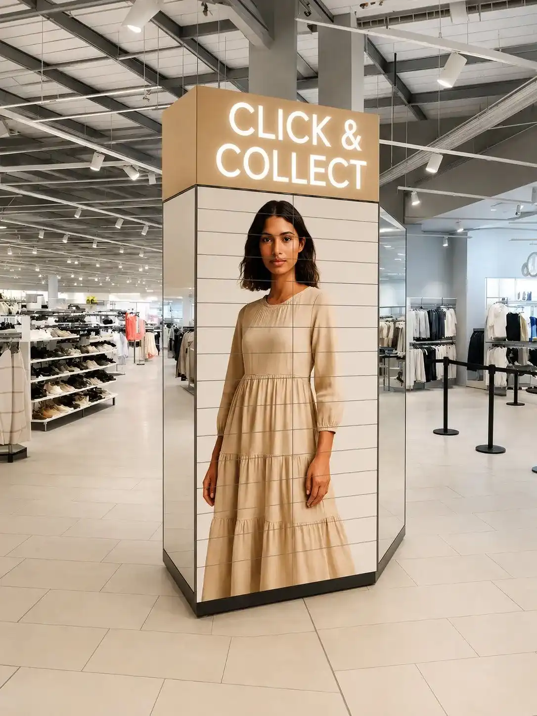 eLocker self-service collection and returns locker bank in use